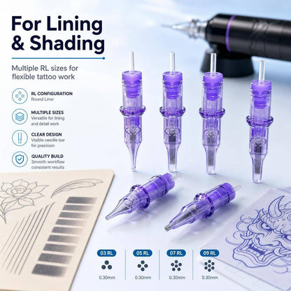 Round Liner 0.30mm 1001RL Tattoo Needle Cartridges 20PCs/Box